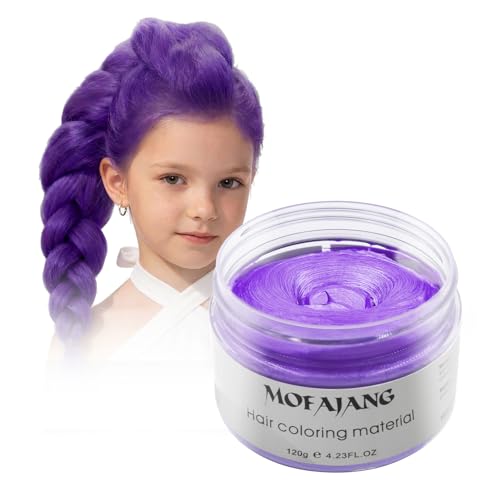Purple Temporary Hair Dye Wax Natural Instant Hair Color Wax Pomades 4.23 oz Hair Styling Clay for Party Cosplay Halloween Christmas