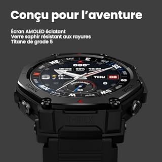 Amazfit T-Rex 3 Pro Montre Connectée Outdoor 48 mm, Écran AMOLED en Saphir, Lunette en Titane, GPS Double Bande, Cartes Hors Ligne, Lampe Intégrée, Autonomie 25 Jours, Smartwatch pour Android iPhone