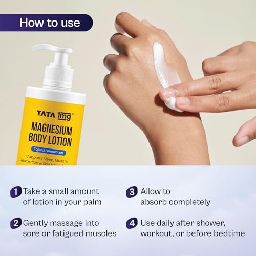 Image of Tata 1mg Magnesium Body Lotion | Topical Body Lotion for Sleep, Muscle Relaxation & Recovery | Enriched with Chamomile, Shea Butter & Vitamin E | Dermatologically Tested | 250ml