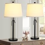 Bedside Table Lamps Set of 2: Tall Black Table Lamps for Living Room End Table | Height Adjustable 3-Way Dimmable Nightstand Lamp with Pull Chain Switch Modern Lamps for Bedroom Office(Bulbs Included)