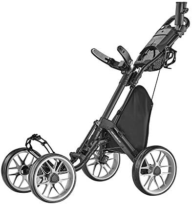 caddytek Caddycruiser One Version 8 - One-Click Folding 4 Wheel Golf Push Cart, Dark Grey