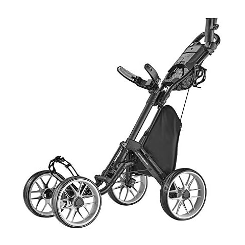 Caddytek 4 Wheel Golf Push Cart - Caddycruiser One Version 8 1-Click Folding Trolley - Lightweight, Compact Pull Caddy Cart, Easy to Open Cover