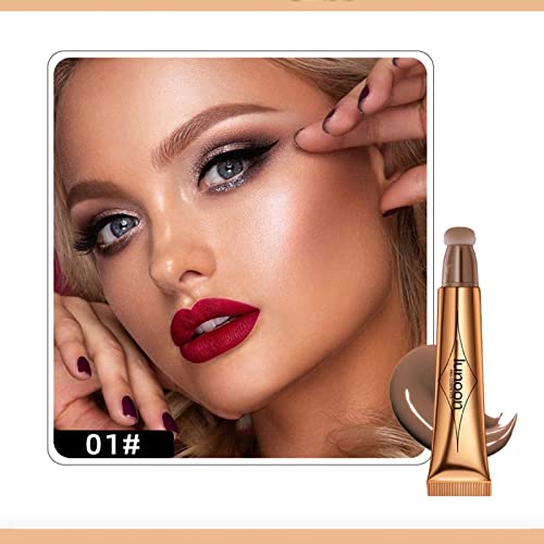 Contour Beauty Wand, Liquid Face Concealer Contouring With Cushion Applicator, High Coverage Natural Matte Finish, Lightweight Blendable Super Silky Cream Contour Stick, 01 Contour Wand #TOP1