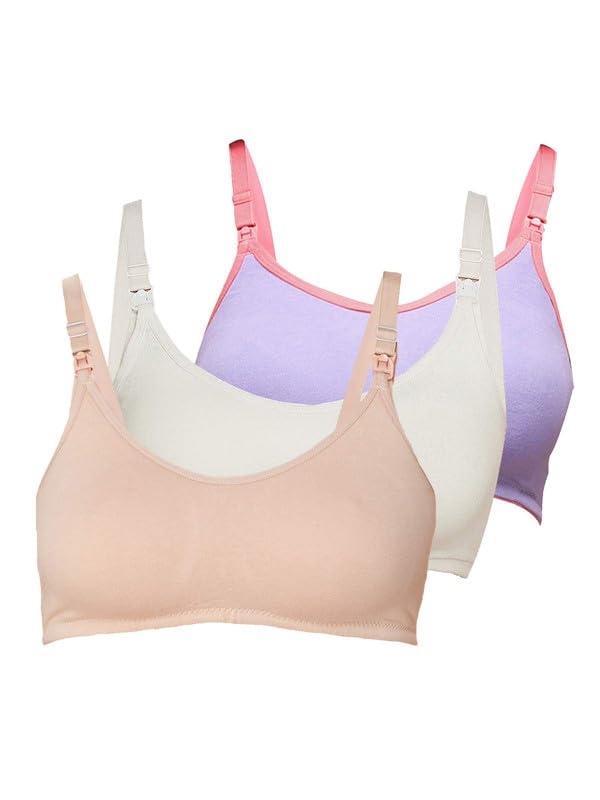 Image of Inner Sense Organic Cotton Bamboo Nursing Bra for Women I Non Padded Feeding Bra with Keyhole Back Design I Wire Free Maternity Innerwear with Full Coverage