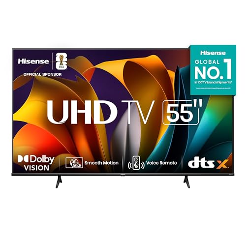 Hisense Television A6N Pantalla 55 Pulgadas, Smart Google TV UHD 4K,Control Remoto por Voz con Alexa, Dolby Vision, Amplia Gama de Colores, Modo de Juego Plus, ALLM,mira TV en Vivo sin Cable