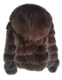 Annsirgra Women's Genuine Fox Fur Coat Thick Warm Fur Jacket Winter Outerwear