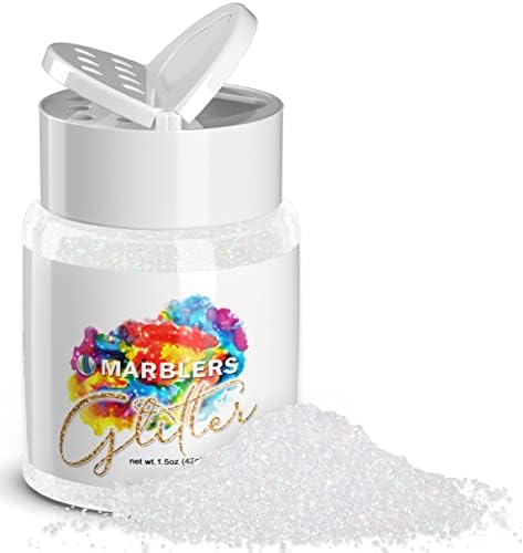MARBLERS Holographic Glitter [Rainbow White] 1.5oz (42g) | Fine | Non-Toxic, Vegan, Cruelty-Free | Face, Body, Eyeshadow, Hair, Festival, Party Makeup | Nail Art, Polish | Resin, Tumbler, Slime, Craft