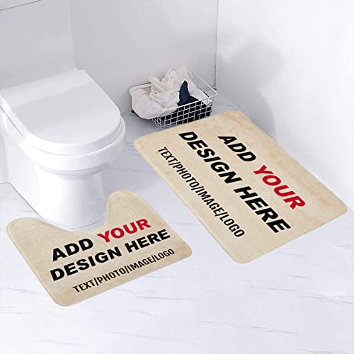 Custom Bath Mat Set 2 Pieces Personalized Non Slip Bath Rugs/Toilet Rugs U Shaped Washable Bathroom Rugs Home Decor
