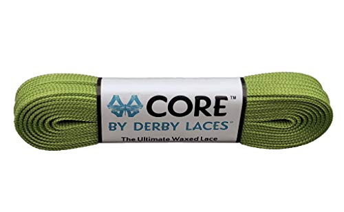 Derby Laces CORE Narrow 6mm Waxed Lace for Figure Skates, Roller Skates, Boots, and Regular Shoes (Olive Green, 54 Inch / 137 cm)