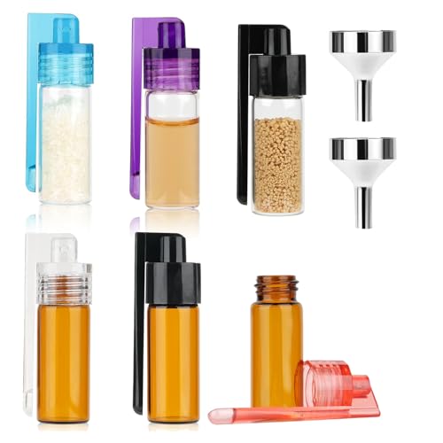 JOOTUEPO Girare Barattoli per Spezie, 12 Pezzi Bottigliette di Vetro Piccole, 50mm Mini Bottiglie Vetro, per Zenzero, Liquori, Bevande e Spezie con Coperchi Etichette Imbuto ed Spazzola