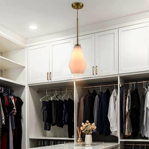 HYDELITE Brass Pendant Lights Kitchen Island Gold Pendant Light Fixture for Dinning Room Kitchen Living Room Bedroom Milk White Glass Shade by HYDELITE - Image 6