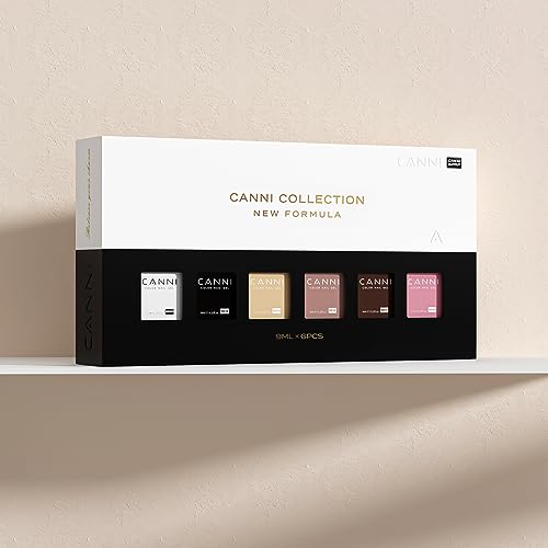 CANNI 9ml Hema-Free White Black Gel Nail Polish Set- 6Pcs White Black Nude Pink Brown Colors Gel Polish Kit, Soak Off LED Nail Gel Manicure Kit DIY at Home Salon Gifts for Women Girls