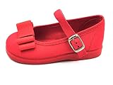  ANDREA RUIZ - Mercedita de Tela con un Lazo Zapatero y Suela de Goma Bebé niña Talla: 20 Color: Rojo