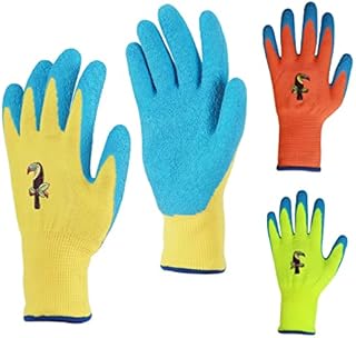 Donfri 3 Pairs Kids Gardening Gloves Safety Work Gloves Waterproof Natural Latex Childrens Gloves for Girls Boys,Kindergarten, Infants, DIYJobs, Outdoor (Size 2 (Age 2-5))