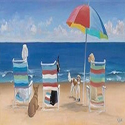 Title: Beach Chair Tails. Artist: Carol Saxe. Image Size: 20.00in.x8.00in. Paper Size: 20.00in.x8.00in. Art Poster Print