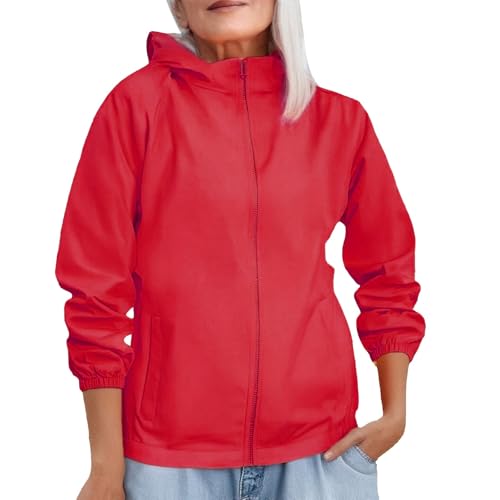 Chaqueta cortavientos negra para mujer con capucha impermeable para senderismo