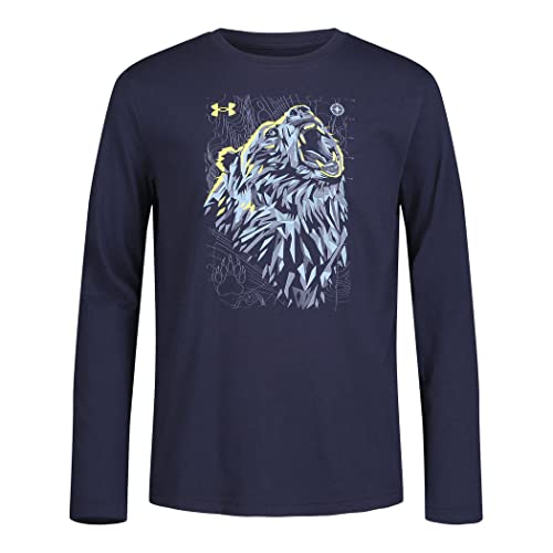 Under Armour Camiseta de manga longa para meninos ao ar livre, gola redonda elegante, modelagem comp