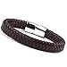 Jstyle Braided Leather Bracelets for Men Bangle Bracelets Fashion Magnetic Clasp 8.5 Inch Brown