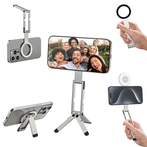 Image of ULANZI MA60 Magnetic Phone Tripod, Aluminium Mini Tripod for iPhone Silver
