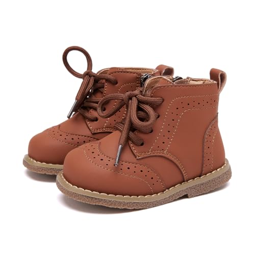 BMCiTYBM Baby Boys Girls Boots Infant Oxford Shoes First Walking Booties for All Seasons for 6 9 12 15 18 24 Months Brown Size 18-24 Months Toddler