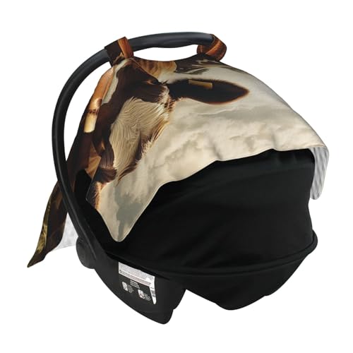 Pare-soleil poussette et housse cosy bébé motif vache marron 3D multi-usage - 4