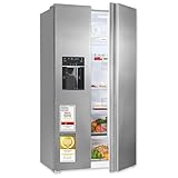 Exquisit Side-by-Side Kühlschrank, 513 Liter, NoFrost, Kühl-Gefrierkombination, LED, 4-Sterne-Gefrieren, Edelstahloptik, SBS5520-CF-040E inoxlook