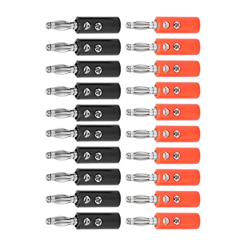 TOPINCN Fiches Banane en Alliage de Zinc de 4 Mm, Connecteurs de Transmission Stables pour Amplificateur Audio de Fil de Haut-parleur, 10 Pièces Rouge et Noir pour équipement électronique