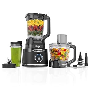 Ninja Kitchen System | Food Processor & Blender with BlendSense Technology | 8-Cup Bowl & 24-oz. To-Go Cup | For Smoothies, Cookie Dough, Salsa & More | 1800-Peak-Watt | Black | TB401