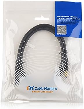 Cable Matters USB to USB Extension Cable 1m ( USB 3 Extension Cable / USB 3 Extension Lead , USB Extension Lead 1m) in Black 1m