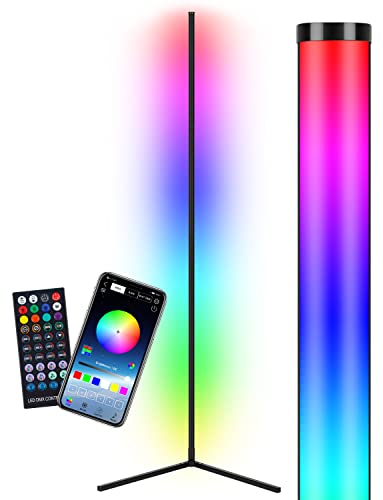 Withinsafe Corner Floor Lamp - Rgb Color Changing Mood Lighting Lamp - 61" Dimmable Music And Voice Sync Bluetooth App And Remote Control Led Corner Light For Living Room, Bedroom #TOP1