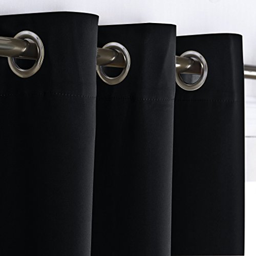Image of NICETOWN Closet Door Curtain, Room Dividers Panel Screens Partitions, Wide Width Grommet Top Modern Privacy Heavy Room Divider, Commercial Room Dividers (1 PCs, 8ft Tall x 15ft Wide, Black)