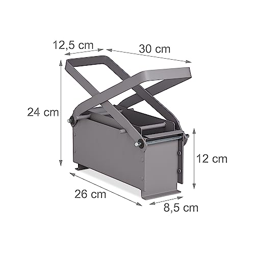 Relaxdays Papierbrikettpresse, Papierpresse für Briketts, manuell, Altpapier pressen, HBT: 24x30x12,5 cm, Stahl, grau