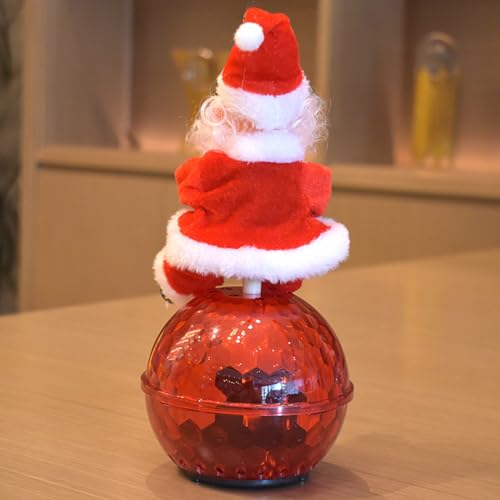 Figurine de Père Noël électrique et rotative avec décorations colorées pour table