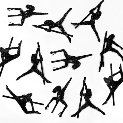 180Pcs Pole Dancer Silhouette Confetti, Black Glitter