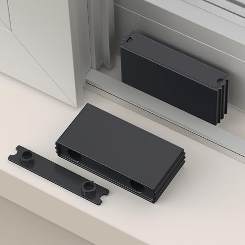I-EASYDWW Window Limit Block with Cover, Sliding Window Locks for Vertical & Horizontal Windows, Security Window Stopper for Home Bedroom Office, Double Screw Mounting (16 Pack, Black)