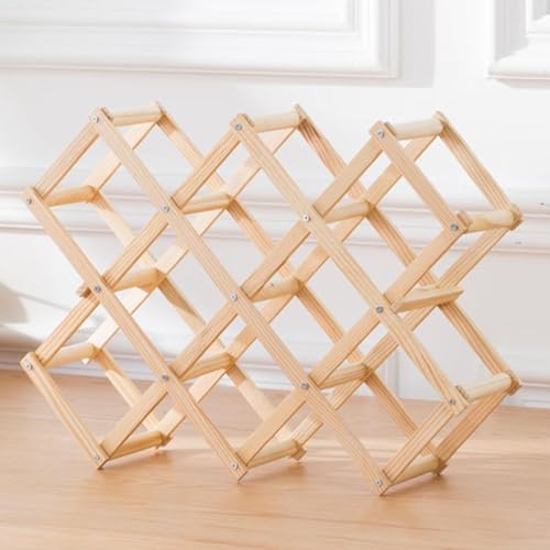 Soporte de vino plegable para 10 botellas de madera miniatura 1