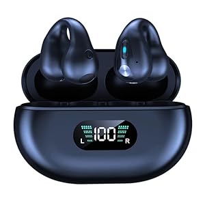 Bluetooth 5.3 Kopfhörer Open Ear Clip-on HD Stereo IPX5 Wasserdicht Geräuschunterdrückung Berührungssteuerung Mikrofon LED-Leistungsanzeige mit Ladebox für Sport Radfahren Fitnessstudio Fahren Laufen