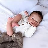 RXDOLL Poupée Reborn Garçon Yeux Ouverts 45 CM, Bébé Reborn Réaliste Corps Entier en Silicone, Poupee Reborns Corps Silicone Souple, Bébé R-eborn Garçon Les Cheveux Enracinés