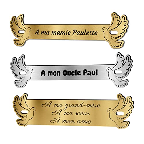 Inter Plaque Funéraire personnalisé - Texte pour Plaque Funéraire - Inter en Acrylique - Forme et Texte Personnalisable (Colombe, Petit)
