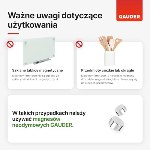 GAUDER Magnesy na lodówkę | Magnesy Ferrytowe | Magnesy na tablicę magnetyczną | Mocne Magnesy (100 + 8 sztuki)