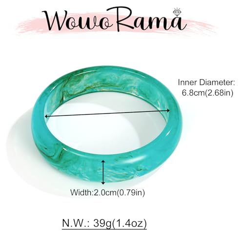 WOWORAMA Colorful Resin Acrylic Bangle Bracelets for Women Geometric Chunky Mottled Acetate Resin Bangles Wide Acrylic Plastic Bracelets Statement Jewelry