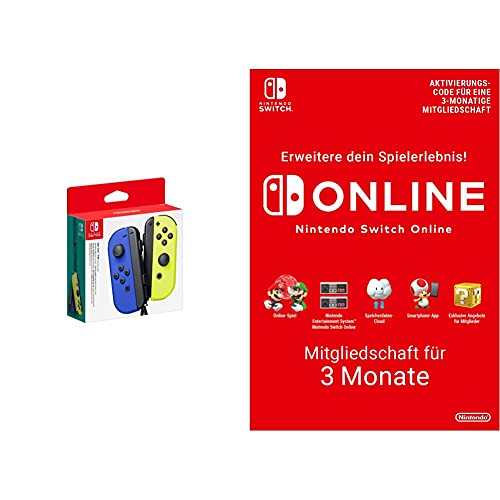 Nintendo Joy-Con 2er-Set, blau/neon-gelb & Switch Online Mitgliedschaft - 3 Monate | Switch Download Code