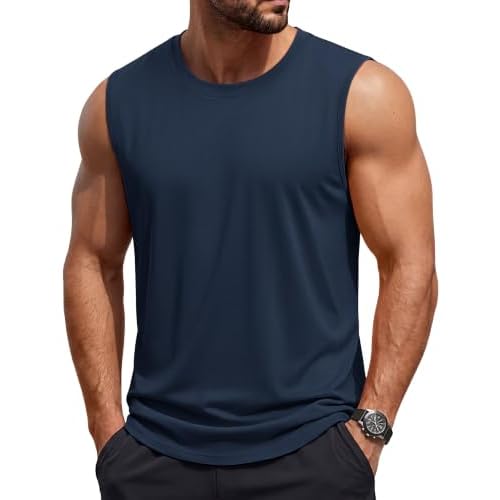 TACVASEN Tank Top for Men Moisture Wicking Cotton Sleeveless Shirts Muscle Gym Workout Causal Summer Tank Tops