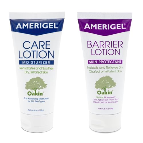 AMERIGEL Total Day & Night Skin Care Bundle - Care Lotion Hypoallergenic Moisturizer & Diabetic Skin Care (6 oz.) - Barrier Lotion Skin Protectant To Protect Chafed Skin (6 oz.)