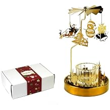Rotation Candlestick Christmas Ornaments Unique Funny Candle Cup Merry-go-Round for Candlelight Dinner, Christmas Decoration