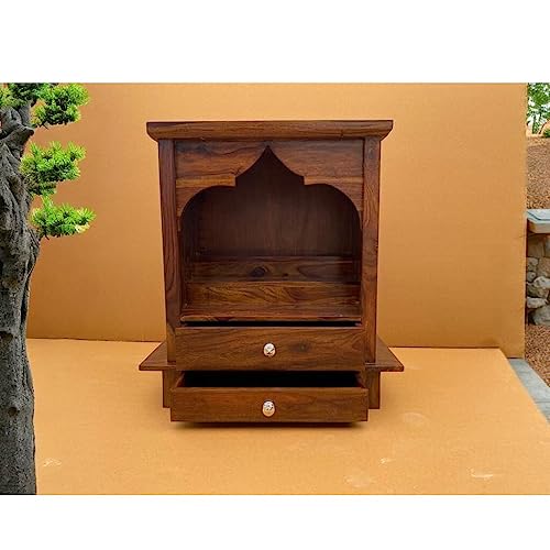 Image of Wudniture Sheesham Wood Handcraft Temple for Home & Office | Wooden Temple - Walnut Brown