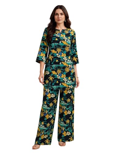 Image of NAINVISH Ethnic Cotton Blend Co Ord Set | Casual Wear Pant Top Set | Fancy Co-Ord Set | Full Pair Set | Women Kurta Sets Kurtis | Women Kurta Pant Set | Coord Sets for Women | Maroon Top Pant Set