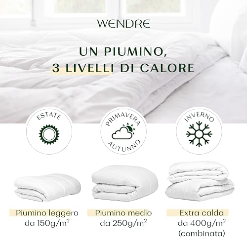 Wendre Piumino Matrimoniale 4 Stagioni 240X260 – Piumino Doppia Temperatura Con 2 Piumini Separati (150+250 Gsm) – Certificato OEKO-TEX, Lavabile E Anallergico - 2
