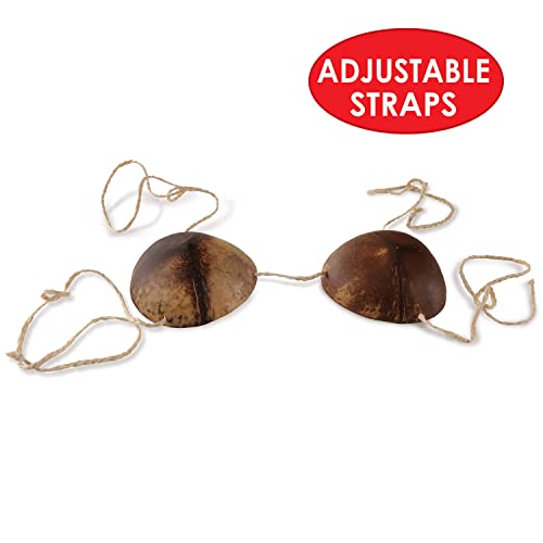 Beistle Coconut Bikini Top – Natural Coconut Shells with Adjustable Raffia Tie Strings, Hawaiian Luau Party Costume Accessory for Beach, Pool, and Tropical Island Celebrations, Adult Size by Beistle - Used condition - Image 4