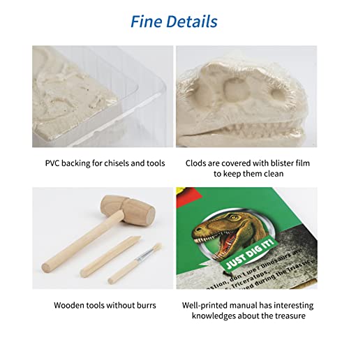 LAOJIA brinquedos de dinossauro Dino Eggs Dinosaur Treasures Dig Kit com 5 Bricks Digging Tools STEM